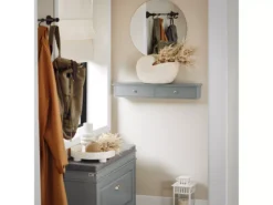 SoBuy Meuble D’entrée De Rangement, Étagère Murale 2 Tiroirs, Armoire à Clés, Porte-clés L64xP15xH10cm -Gris, FRG43-HG -Meilleur Meubles Magasin etagere 22884111
