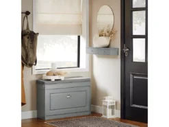 SoBuy Meuble D’entrée De Rangement, Étagère Murale 2 Tiroirs, Armoire à Clés, Porte-clés L64xP15xH10cm -Gris, FRG43-HG -Meilleur Meubles Magasin etagere 22884113