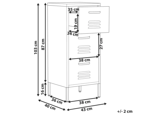 Commode à 3 Tiroirs En Métal Bleu Marine WOSTOK -Meilleur Meubles Magasin meuble de rangement 16547413