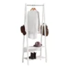 Porte-vêtement En Bois Penderie À Vêtement Porte-manteau Avec Deux Étagères –blanc, Frg59-w -Meilleur Meubles Magasin meuble de rangement 19160237