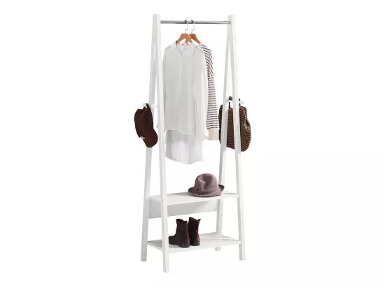 Porte-vêtement En Bois Penderie À Vêtement Porte-manteau Avec Deux Étagères –blanc, Frg59-w 3 Porte-vêtement En Bois Penderie À Vêtement Porte-manteau Avec Deux Étagères –blanc, Frg59-w