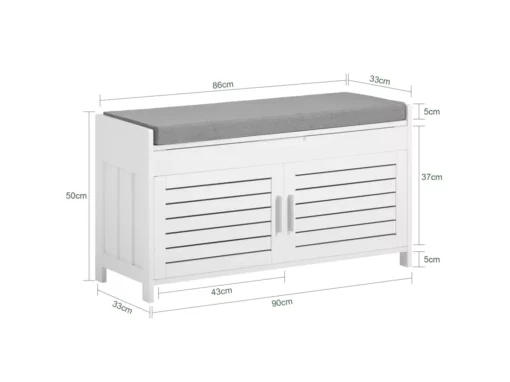 Banc De Rangement Avec Coussin Rembourré Meuble Bas Entrée Commode À Chaussure, Fsr102-w -Meilleur Meubles Magasin meuble de rangement 19185149