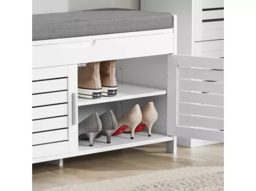 Banc De Rangement Avec Coussin Rembourré Meuble Bas Entrée Commode À Chaussure, Fsr102-w -Meilleur Meubles Magasin meuble de rangement 19185157