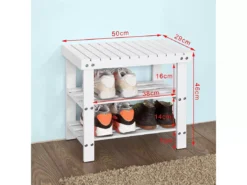 Etagère à Chaussures, Banquette En Bambou Haute De Gamme, Rangement Chaussure, FSR02-K-W -Meilleur Meubles Magasin meuble de rangement 19185205