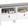 Banc De Rangement Avec Coussin Rembourré Meuble Bas Entrée Commode À Chaussure, Fsr106-w -Meilleur Meubles Magasin meuble de rangement 19188247