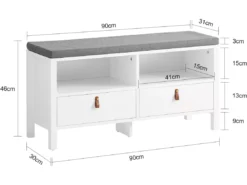 Banc De Rangement Avec Coussin Rembourré Meuble Bas Entrée Commode À Chaussure, Fsr106-w -Meilleur Meubles Magasin meuble de rangement 19188251