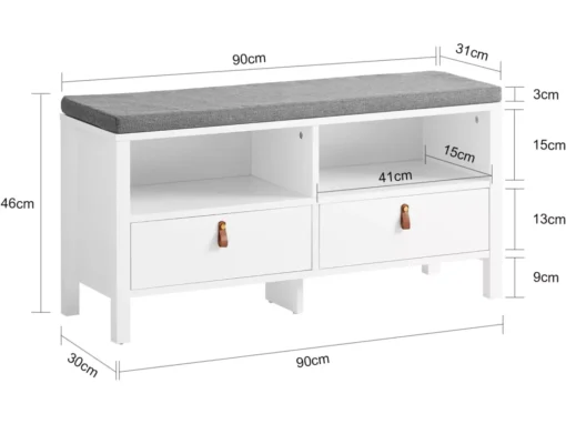 Banc De Rangement Avec Coussin Rembourré Meuble Bas Entrée Commode À Chaussure, Fsr106-w -Meilleur Meubles Magasin meuble de rangement 19188251