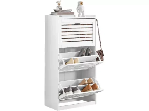 Meuble De Rangement à Chaussures Armoire à Chaussures Commode à Chaussures 3 Abattants, FSR108-W -Meilleur Meubles Magasin meuble de rangement 19188287