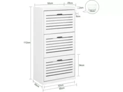 Meuble De Rangement à Chaussures Armoire à Chaussures Commode à Chaussures 3 Abattants, FSR108-W -Meilleur Meubles Magasin meuble de rangement 19188291