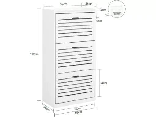 Meuble De Rangement à Chaussures Armoire à Chaussures Commode à Chaussures 3 Abattants, FSR108-W -Meilleur Meubles Magasin meuble de rangement 19188291