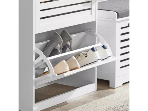 Meuble De Rangement à Chaussures Armoire à Chaussures Commode à Chaussures 3 Abattants, FSR108-W -Meilleur Meubles Magasin meuble de rangement 19188299