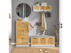 Meuble De Rangement à Chaussures Armoire à Chaussures Meuble D'entrée, FSR108-WN -Meilleur Meubles Magasin meuble de rangement 19201405