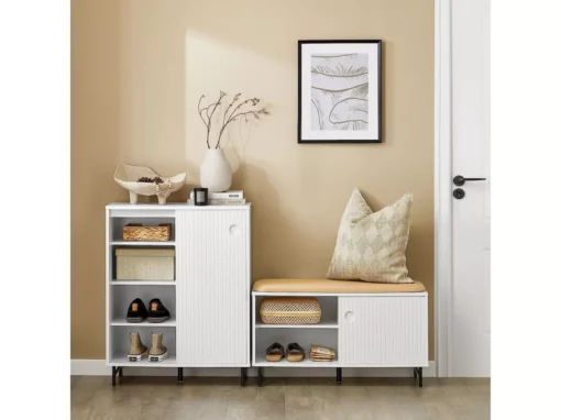 Banc à Chaussures, Banc De Rangement, Meuble Bas Entrée Sur Pieds Avec Coussin Rembourré, FSR116-W -Meilleur Meubles Magasin meuble de rangement 19201661