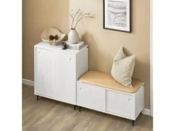 Banc à Chaussures, Banc De Rangement, Meuble Bas Entrée Sur Pieds Avec Coussin Rembourré, FSR116-W -Meilleur Meubles Magasin meuble de rangement 19201677