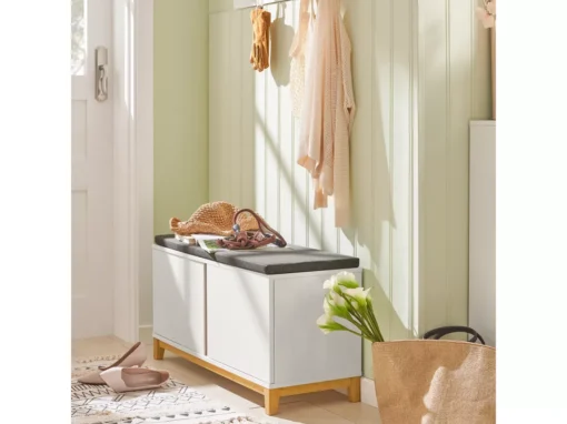 Banc À Chaussures Banc De Rangement Meuble À Chaussures D'entrée Avec Siège Rembourré, FSR117-W -Meilleur Meubles Magasin meuble de rangement 19201701
