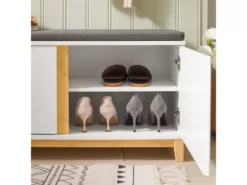 Banc À Chaussures Banc De Rangement Meuble À Chaussures D'entrée Avec Siège Rembourré, FSR117-W -Meilleur Meubles Magasin meuble de rangement 19201715