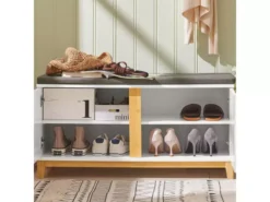 Banc À Chaussures Banc De Rangement Meuble À Chaussures D'entrée Avec Siège Rembourré, FSR117-W -Meilleur Meubles Magasin meuble de rangement 19201717