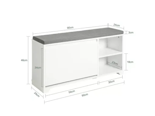 Banc À Chaussures Meuble À Chaussures Meuble D’entrée Avec Coussin, 2 Compartiments, Fsr119-w -Meilleur Meubles Magasin meuble de rangement 19202101