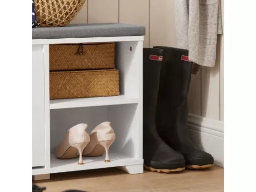 Banc À Chaussures Meuble À Chaussures Meuble D’entrée Avec Coussin, 2 Compartiments, Fsr119-w -Meilleur Meubles Magasin meuble de rangement 19202109