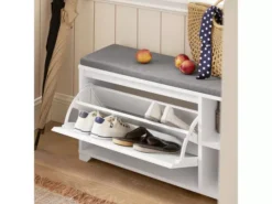 Banc À Chaussures Meuble À Chaussures Meuble D’entrée Avec Coussin, 2 Compartiments, Fsr119-w -Meilleur Meubles Magasin meuble de rangement 19202113