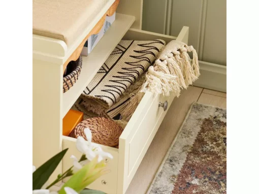 Banc De Rangement, Meuble D'entrée, Banc à Chaussures, Rembourré, 1 Étagère Et 1 Tiroir, FSR123-MI -Meilleur Meubles Magasin meuble de rangement 19202469