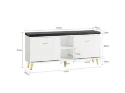 Banc à Chaussures, Armoire à Chaussures 2 Abattants Avec 2 Compartiments Ouvert Et Coussin, FSR132-W -Meilleur Meubles Magasin meuble de rangement 19203133