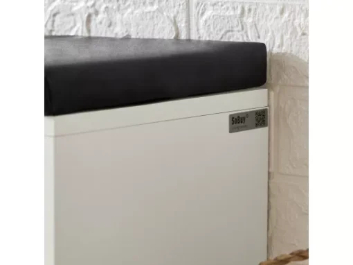 Banc à Chaussures, Armoire à Chaussures 2 Abattants Avec 2 Compartiments Ouvert Et Coussin, FSR132-W -Meilleur Meubles Magasin meuble de rangement 19203145