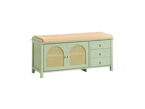 Banc De Rangement Meuble Banc À Chaussures Avec 3 Tiroirs 1 Coussin Rembourré Et 2 Portes, Fsr129-gr -Meilleur Meubles Magasin meuble de rangement 19203149