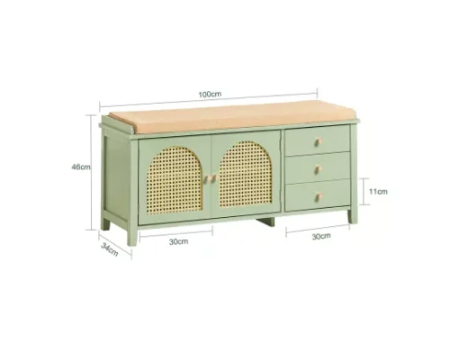 Banc De Rangement Meuble Banc À Chaussures Avec 3 Tiroirs 1 Coussin Rembourré Et 2 Portes, Fsr129-gr -Meilleur Meubles Magasin meuble de rangement 19203153