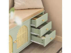 Banc De Rangement Meuble Banc À Chaussures Avec 3 Tiroirs 1 Coussin Rembourré Et 2 Portes, Fsr129-gr -Meilleur Meubles Magasin meuble de rangement 19203157