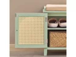 Banc De Rangement Meuble Banc À Chaussures Avec 3 Tiroirs 1 Coussin Rembourré Et 2 Portes, Fsr129-gr -Meilleur Meubles Magasin meuble de rangement 19203163