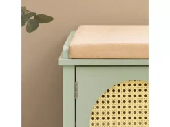 Banc De Rangement Meuble Banc À Chaussures Avec 3 Tiroirs 1 Coussin Rembourré Et 2 Portes, Fsr129-gr -Meilleur Meubles Magasin meuble de rangement 19203167
