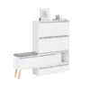 Meuble à Chaussures, Armoire à Chaussures Avec 1 Banc De Rangement Amovible Sur Pieds, FSR134-W -Meilleur Meubles Magasin meuble de rangement 19203169