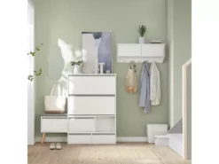 Meuble à Chaussures, Armoire à Chaussures Avec 1 Banc De Rangement Amovible Sur Pieds, FSR134-W -Meilleur Meubles Magasin meuble de rangement 19203173