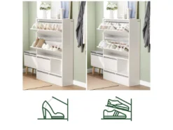 Meuble à Chaussures, Armoire à Chaussures Avec 1 Banc De Rangement Amovible Sur Pieds, FSR134-W -Meilleur Meubles Magasin meuble de rangement 19203175
