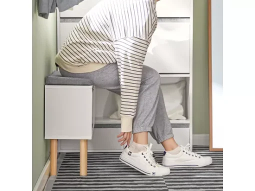 Meuble à Chaussures, Armoire à Chaussures Avec 1 Banc De Rangement Amovible Sur Pieds, FSR134-W -Meilleur Meubles Magasin meuble de rangement 19203179