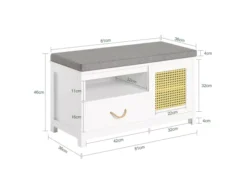 Banc De Rangement, Banc à Chaussures, Meuble D’Entrée Avec Coussin Rembourré Avec 1 Porte, FSR126-W 14 Banc De Rangement, Banc à Chaussures, Meuble D’Entrée Avec Coussin Rembourré Avec 1 Porte, FSR126-W -Meilleur Meubles Magasin meuble de rangement 19203213