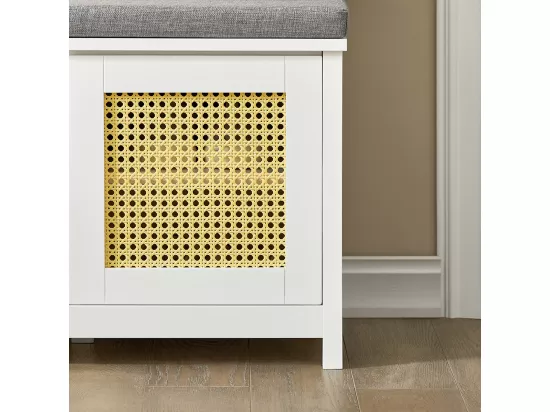 Banc De Rangement, Banc à Chaussures, Meuble D’Entrée Avec Coussin Rembourré Avec 1 Porte, FSR126-W 8 Banc De Rangement, Banc à Chaussures, Meuble D’Entrée Avec Coussin Rembourré Avec 1 Porte, FSR126-W – Image 6