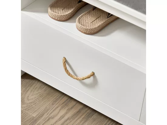 Banc De Rangement, Banc à Chaussures, Meuble D’Entrée Avec Coussin Rembourré Avec 1 Porte, FSR126-W 10 Banc De Rangement, Banc à Chaussures, Meuble D’Entrée Avec Coussin Rembourré Avec 1 Porte, FSR126-W – Image 8