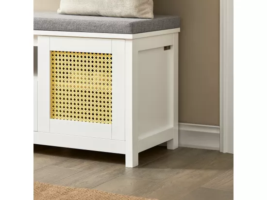 Banc De Rangement, Banc à Chaussures, Meuble D’Entrée Avec Coussin Rembourré Avec 1 Porte, FSR126-W 12 Banc De Rangement, Banc à Chaussures, Meuble D’Entrée Avec Coussin Rembourré Avec 1 Porte, FSR126-W – Image 10