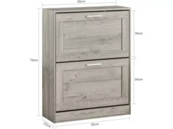 Armoire À Chaussures Avec 2 Abattants Pour Entrée Couloir, Effet Bois, Fsr137-hg -Meilleur Meubles Magasin meuble de rangement 19203621