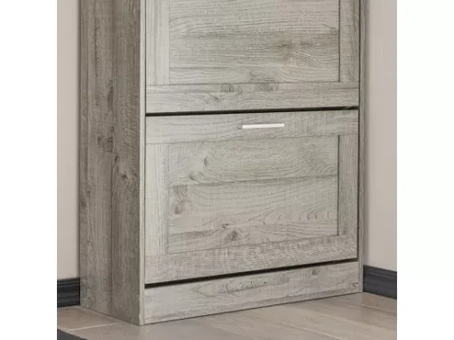 Armoire À Chaussures Avec 2 Abattants Pour Entrée Couloir, Effet Bois, Fsr137-hg -Meilleur Meubles Magasin meuble de rangement 19203627