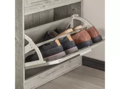 Armoire À Chaussures Avec 2 Abattants Pour Entrée Couloir, Effet Bois, Fsr137-hg -Meilleur Meubles Magasin meuble de rangement 19203631
