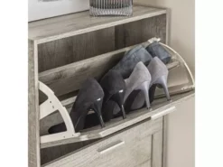 Armoire À Chaussures Avec 2 Abattants Pour Entrée Couloir, Effet Bois, Fsr137-hg -Meilleur Meubles Magasin meuble de rangement 19203633