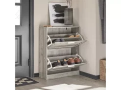 Armoire À Chaussures Avec 2 Abattants Pour Entrée Couloir, Effet Bois, Fsr137-hg -Meilleur Meubles Magasin meuble de rangement 19203635