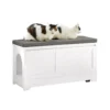 Banc De Rangement Banc À Chaussures Avec 2 Portes Et 3 Bols Meuble Bas Litière Chat, Fsr136-w -Meilleur Meubles Magasin meuble de rangement 19203657