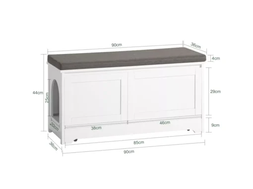 Banc De Rangement Banc À Chaussures Avec 2 Portes Et 3 Bols Meuble Bas Litière Chat, Fsr136-w -Meilleur Meubles Magasin meuble de rangement 19203659