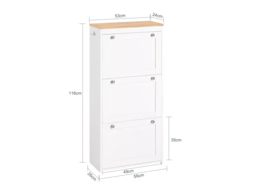 Meuble à Chaussures à 3 Abattants Meuble De Rangement à Chaussures Armoire à Chaussures, FSR144-WN -Meilleur Meubles Magasin meuble de rangement 19203743