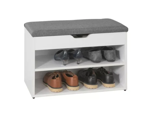Banc De Rangement à Chaussures 2 étages AvecGrise Coussin Commode à Chaussures Blanc, FSR25-HG -Meilleur Meubles Magasin meuble de rangement 19203831