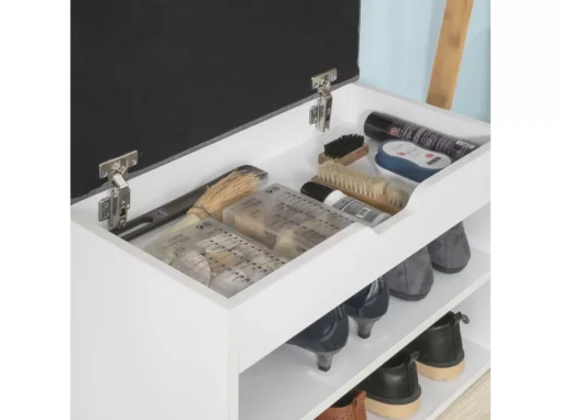 Banc De Rangement à Chaussures 2 étages AvecGrise Coussin Commode à Chaussures Blanc, FSR25-HG -Meilleur Meubles Magasin meuble de rangement 19203837